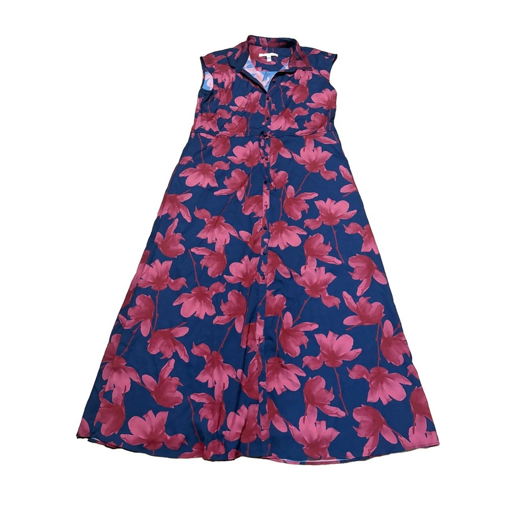 Hutch Anthropologie Womens L Layton Maxi Shirt Dress Navy X-Ray Floral
